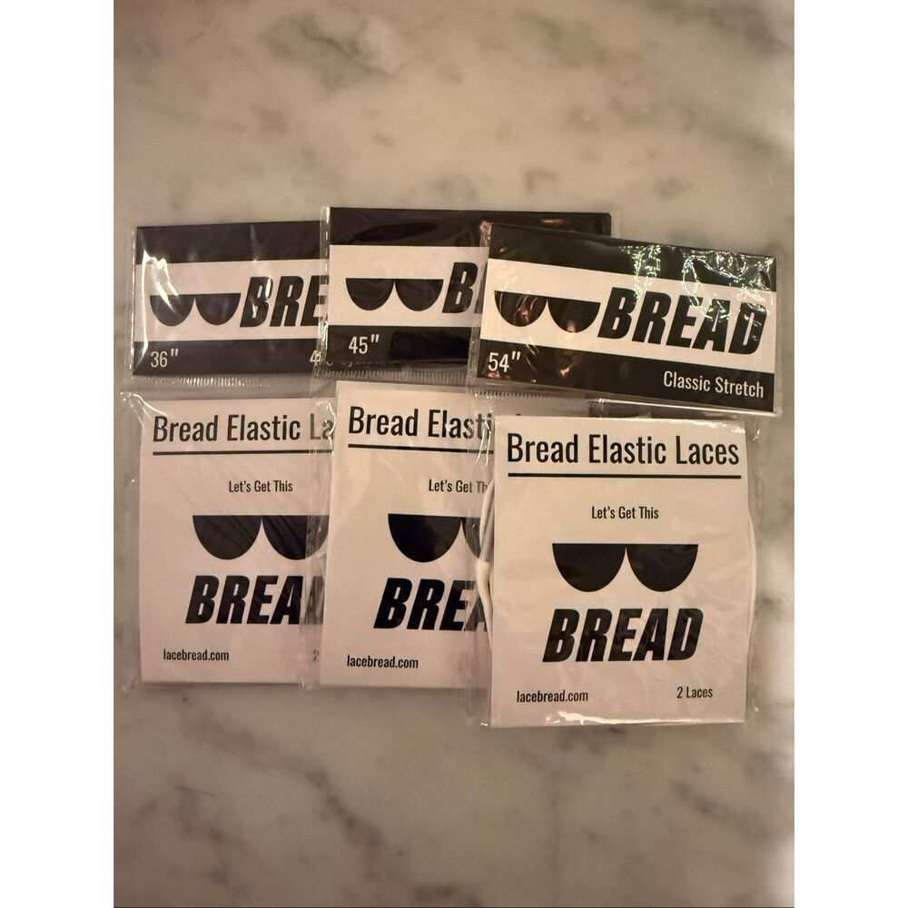 Bundle of 3 Bread White Classic Stretch  54" 45" 36" Elastic Shoelaces NWT